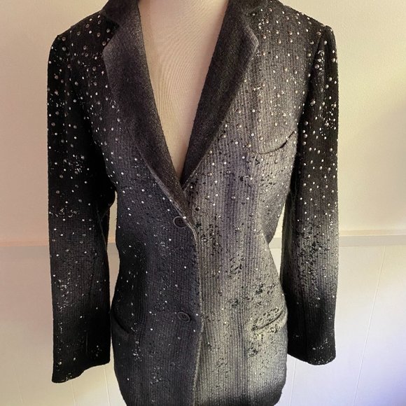 Avant Toi Studded Faded Paint Splatter Blazer
